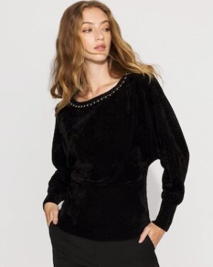Petite Embellished Dolman Chenille Sweater