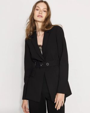 Petite Belted One-Button Blazer