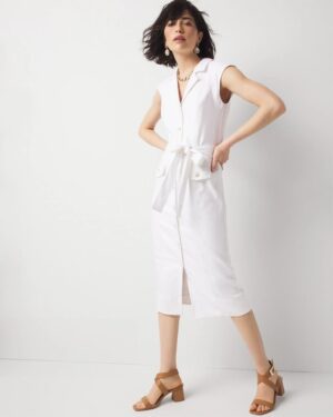 Petite Belted Utility Midi Dress