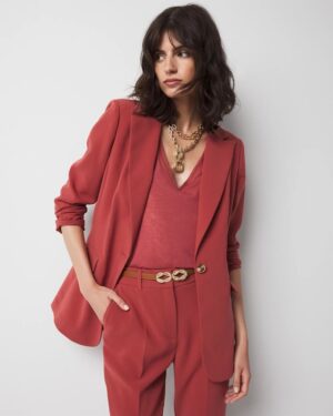 Cinched-Back One-Button Blazer