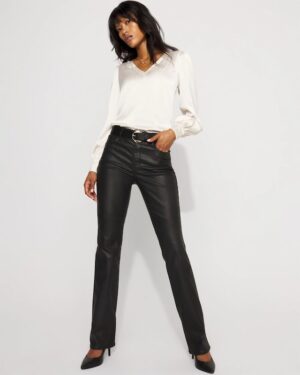 Petite High-Rise Coated Micro Bootcut Jean