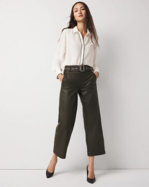 Coated High-Rise Wide-Leg Crop