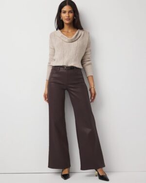 Coated Denim High Rise Wide Leg Jean