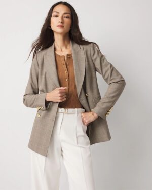 Plaid Double-Breasted Blazer