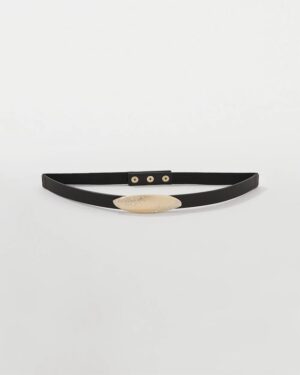 Dusted Pave Buckle Skinny Belt