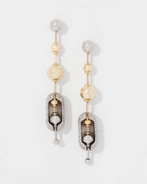 Ball Chain + Pave Earrings