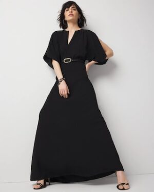 Petite Kimono Sleeve Crepe Gown