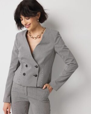 Petite Double-Breasted Gingham Jacket