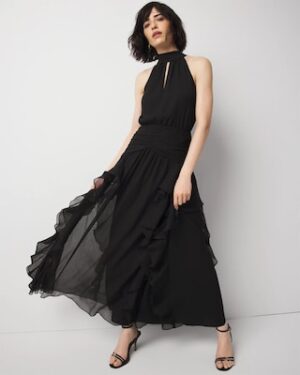 Ruffle Halter Maxi Dress
