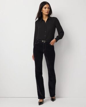 Flocked Denim Mid Rise Bootcut Jean