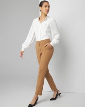 WHBM? High-Rise Straight Leg Woven Pants