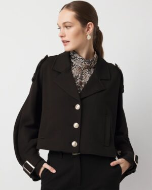 Petite Cropped Knit Trench