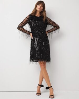 Petite Sequin Fringe Dress