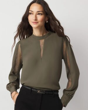 Lace + Crepe Blouse
