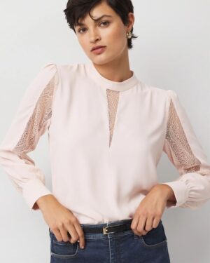 Lace + Crepe Blouse