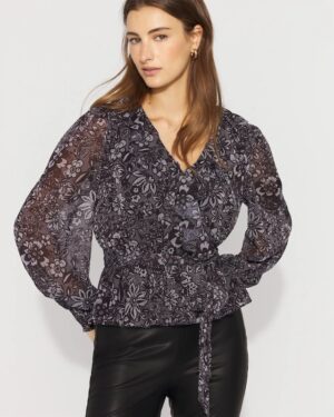 Ruffle + Peplum Surplice Blouse