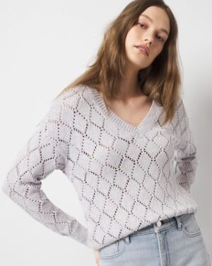 Pointelle Marled Shimmer Sweater