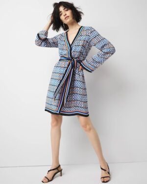 Petite Long-Sleeve Surplice Mini Dress