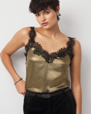 Petite Lace Trim Satin Camisole