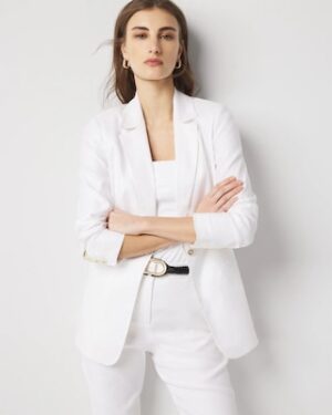 Petite Linen-Blend One-Button Blazer