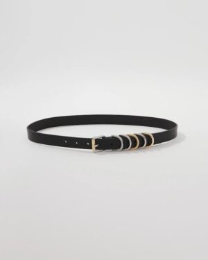 Textured Mixed Metal Skinny Belt