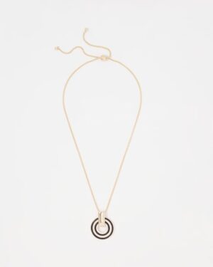Gold Corded Inlay Pendant Necklace