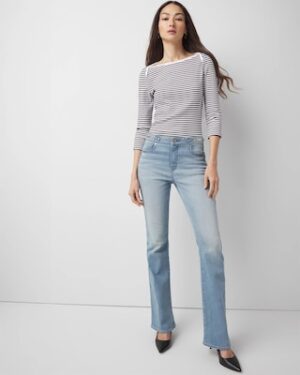 High-Rise Horsebit Skinny Flare Jeans