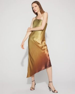 Petite One-Shoulder Ombre Satin Slip Dress