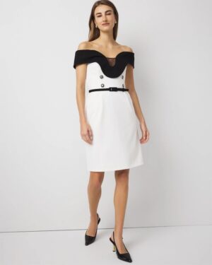 Colorblock Off-The-Shoulder Dress