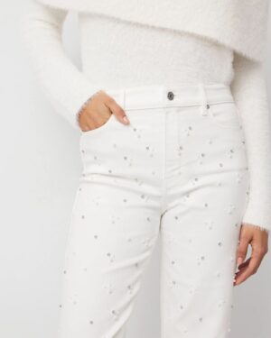 Rhinestone + Glass Pearl Extra High Rise Straight Jean