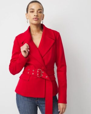 Petite Belted Ponte Jacket