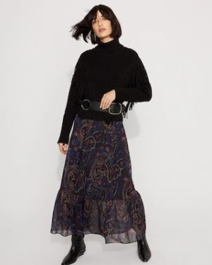 Petite Paisley Chiffon Maxi Skirt