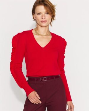 Ruffle Sleeve Pullover Sweater