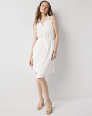 Cotton Eyelet Asymmetric Dress