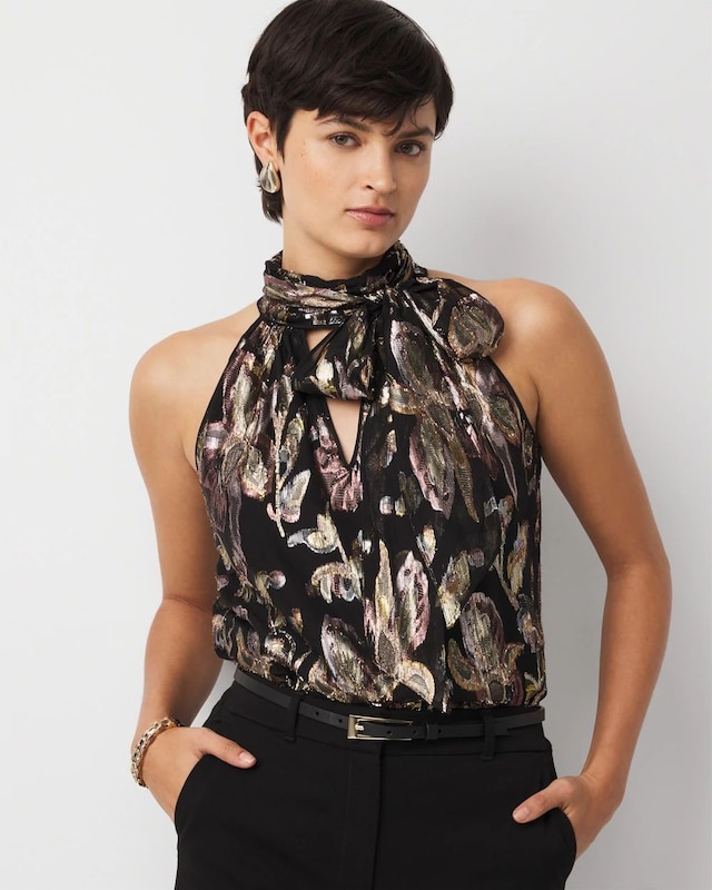 Multi Lurex Floral Black