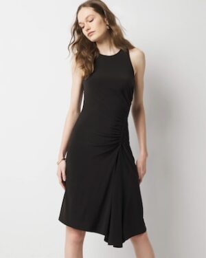Petite Asymmetric Ruched Mini Dress