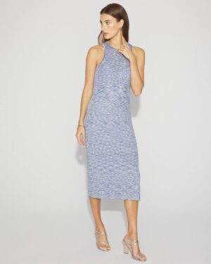Petite Space-Dye Ribbed Midi Dress