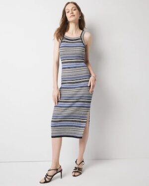 Petite Striped Halter Midi Dress
