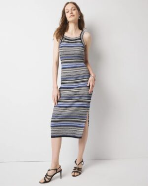 Petite Striped Halter Midi Dress