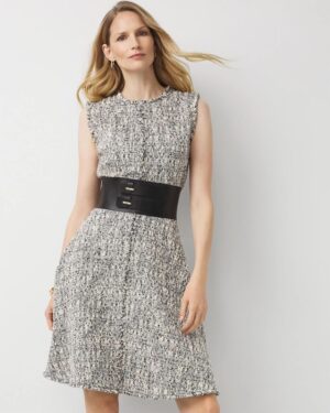 Petite Belted Tweed Dress