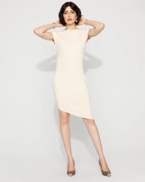 Petite Asymmetric Ribbed Sweater Dress