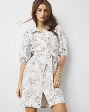 Petite Embroidered Shirt Dress