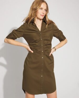 Ruched Shirt Dress