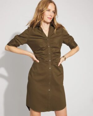 Ruched Shirt Dress