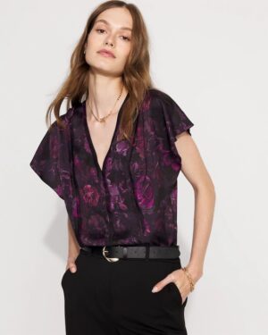 Flutter Sleeve Satin Shell Top