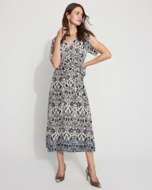 Crepe Side-Tie Midi Dress