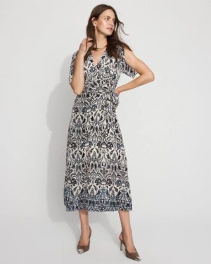 Crepe Side-Tie Midi Dress
