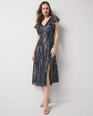 Petite Metallic Clip Midi Slip Dress
