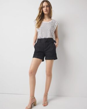 Petite Extra High-Rise Belted Denim Short