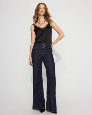 Petite High-Rise Belted Wide-Leg Jean